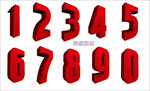 红色立体数字