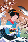 日系手绘女人插画图片