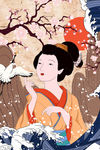 日系手绘女人插画图片