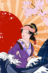 日系手绘女人插画图片
