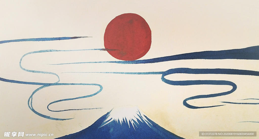 浮世绘背景插画图片