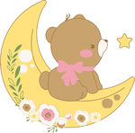坐在月亮上看星星的熊