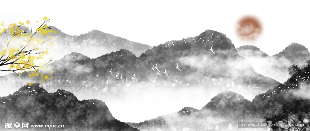 中国风山水背景
