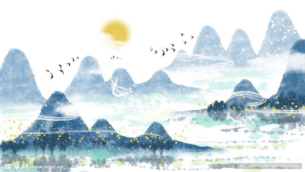 中国风山水背景