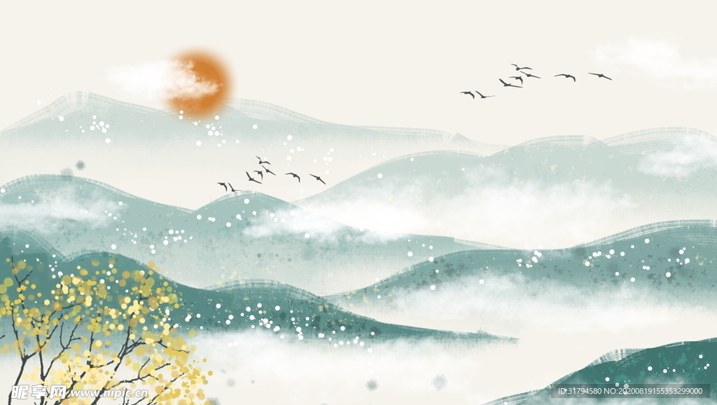中国风山水背景