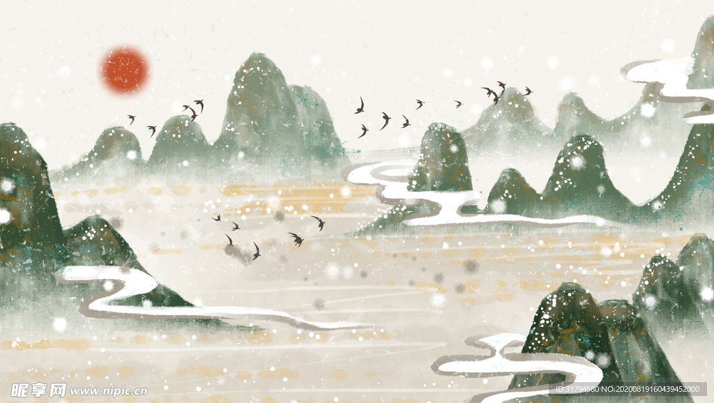 中国风山水背景