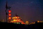 西安古城墙永宁门城墙夜景