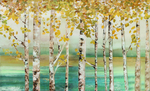 杨树河流风景秋叶装饰画
