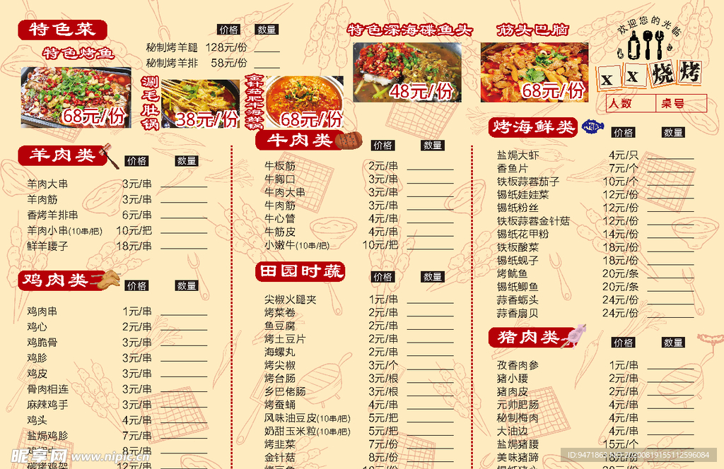 烧烤类菜单