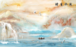 流水生财背景墙