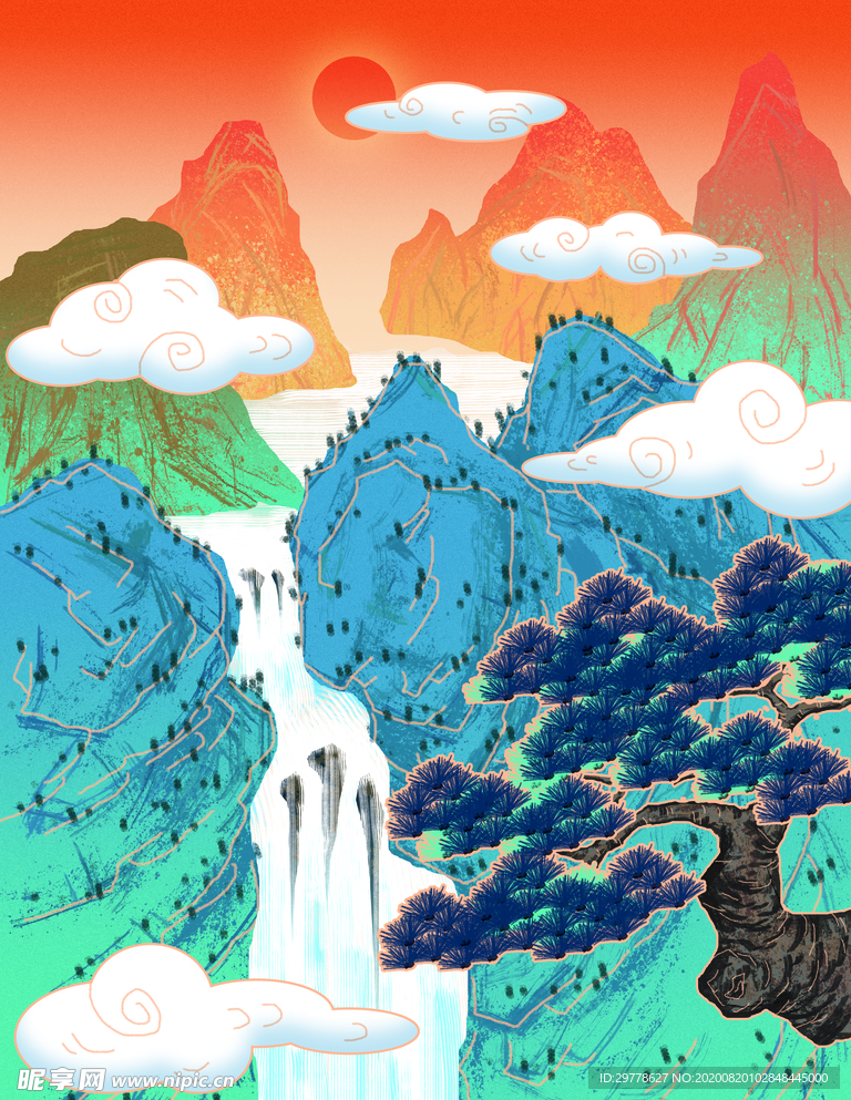 国潮 山水