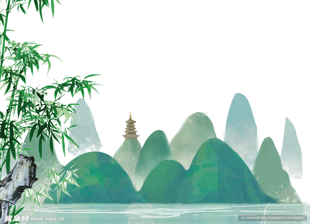 山水国风合成海报素材