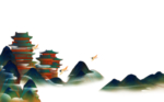 山水古风国风合成海报素材