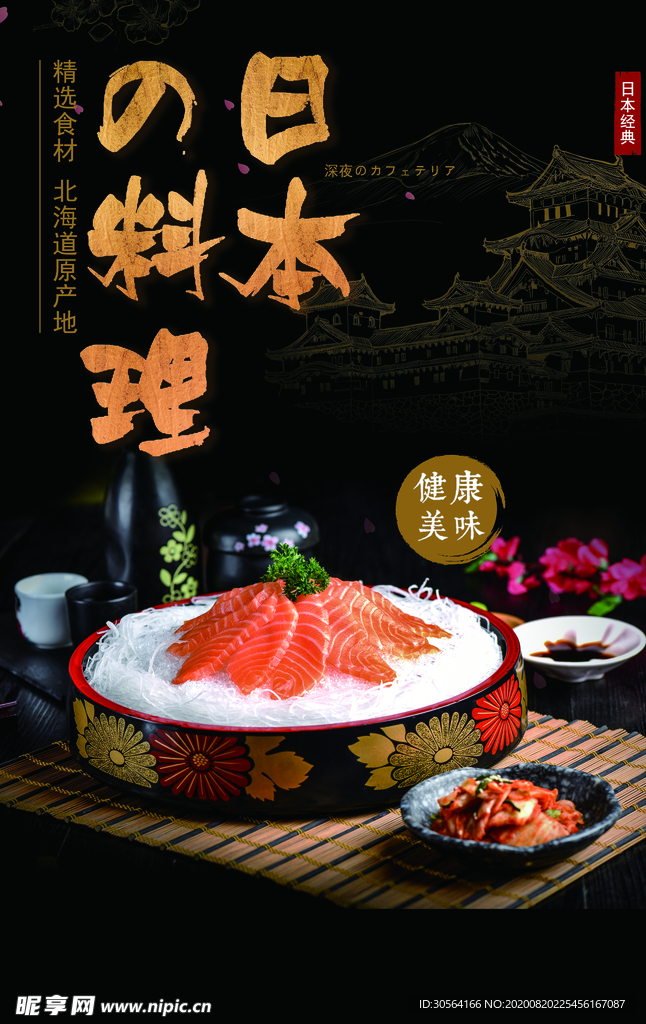 日本料理美食食材活动宣传海报