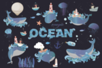 海洋主题插画图案背景