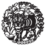 中国剪纸牛