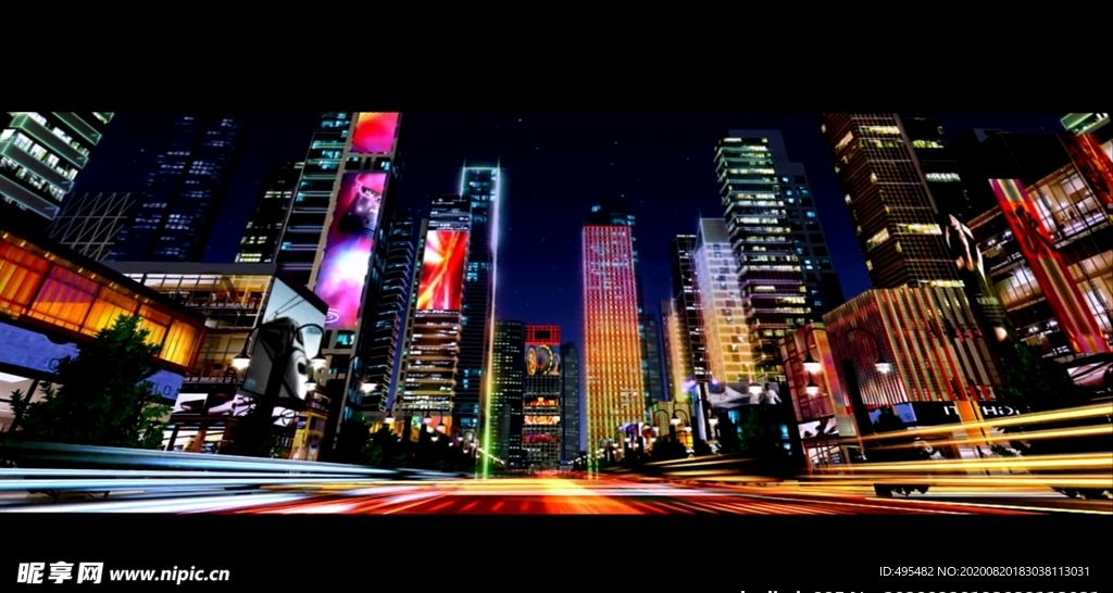 城市霓虹夜景 灯光