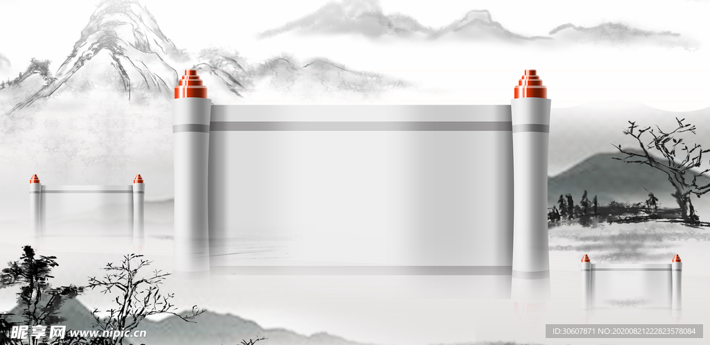 水墨画卷轴