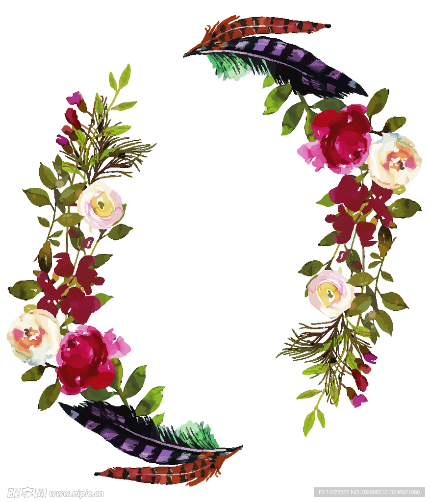 水彩创意花朵植物装饰