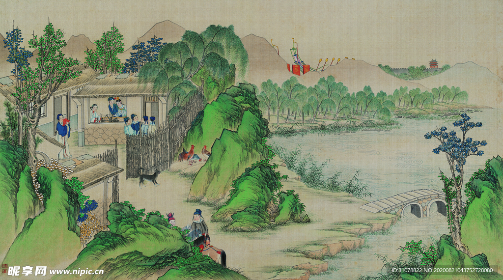 红楼梦场景精美工笔画
