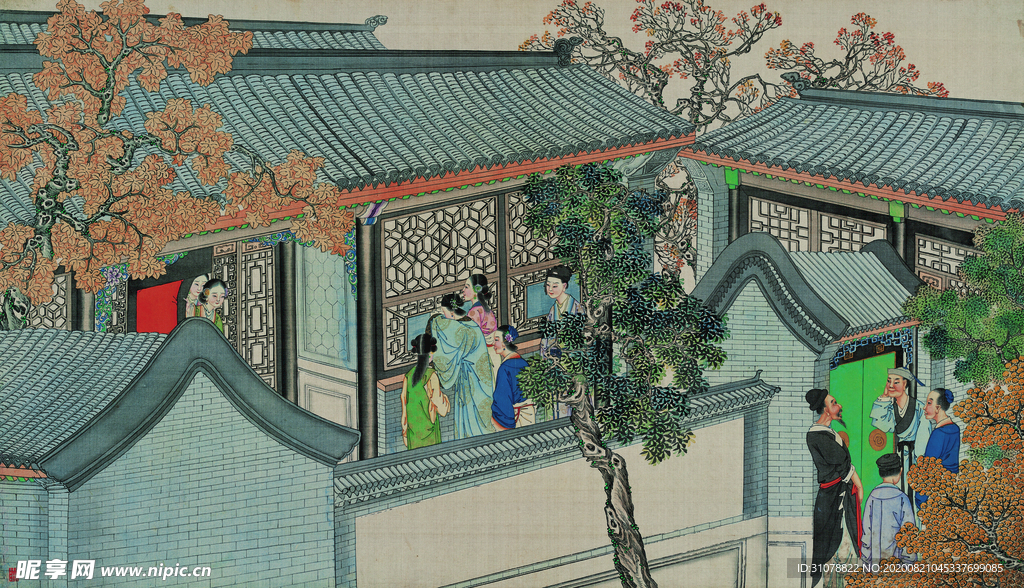 红楼梦场景精美工笔画