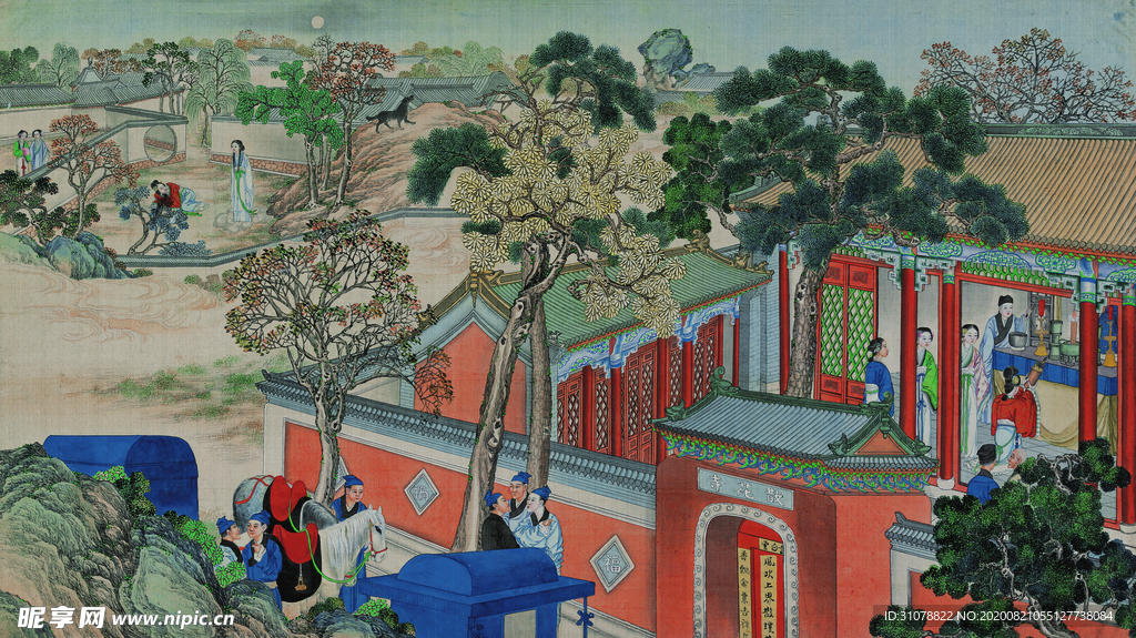红楼梦场景精美工笔画