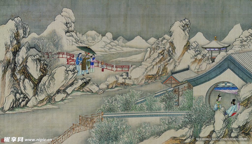 红楼梦场景精美工笔画