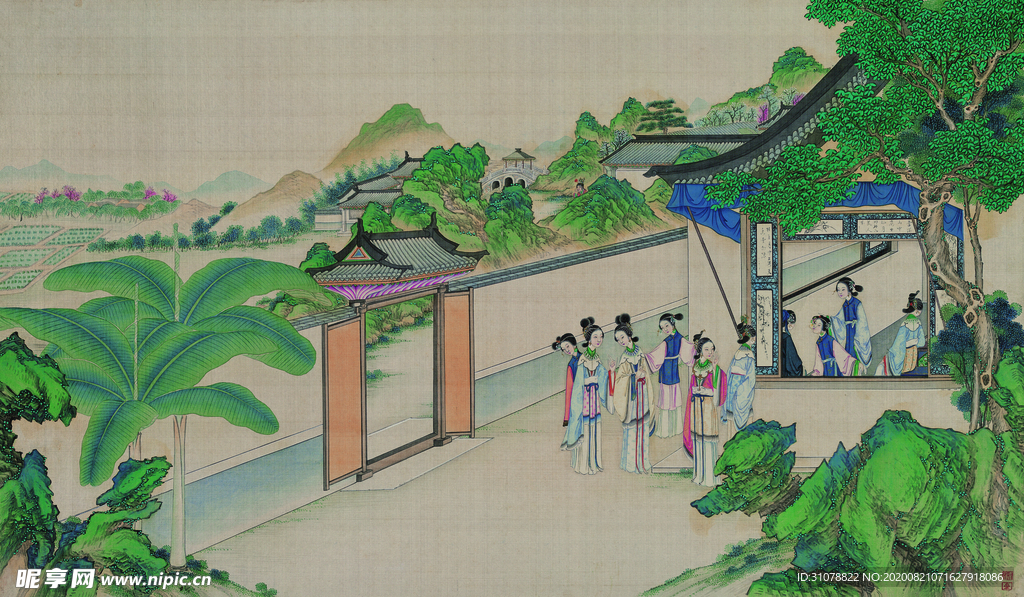 红楼梦场景精美工笔画