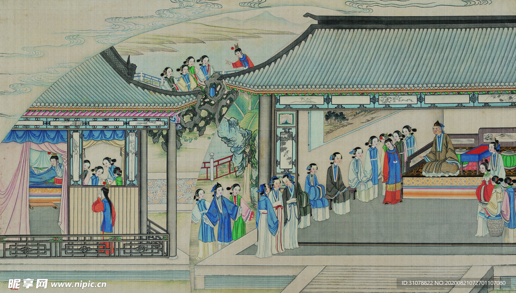红楼梦场景精美工笔画
