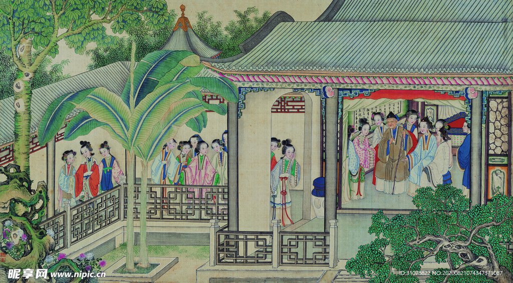 红楼梦场景精美工笔画