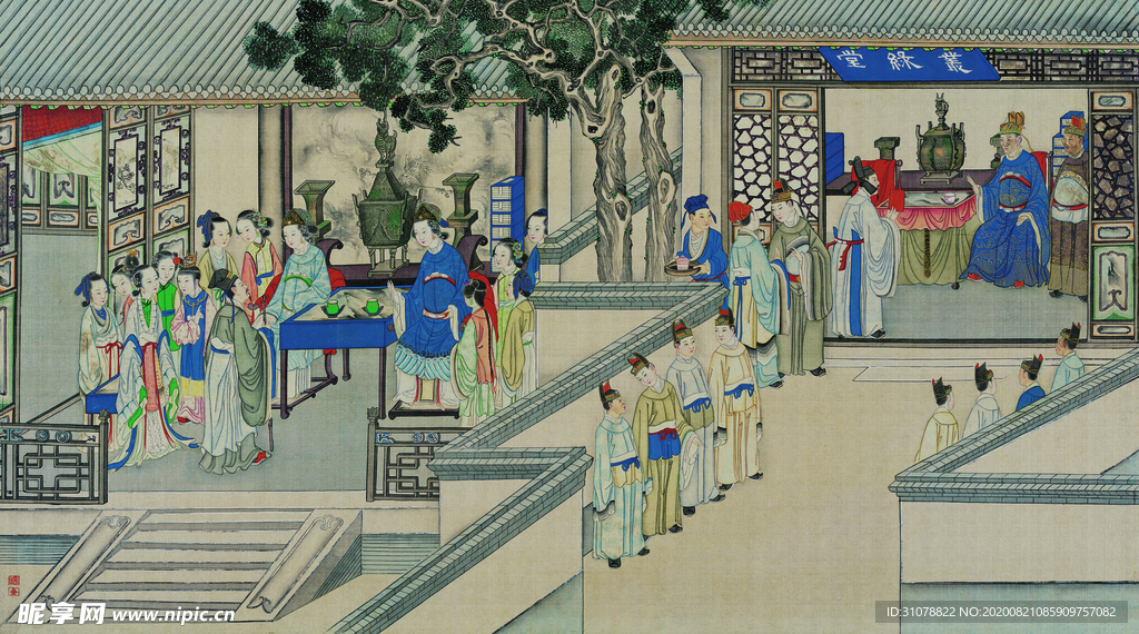 红楼梦场景精美工笔画
