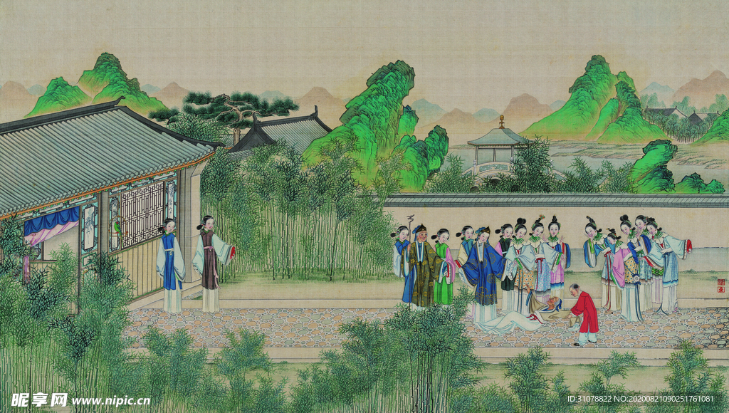 红楼梦场景精美工笔画