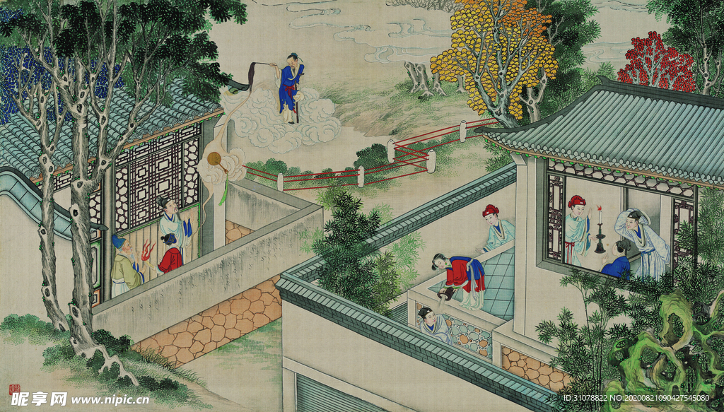 红楼梦场景精美工笔画