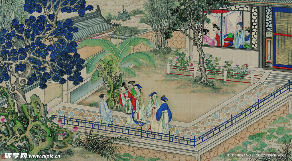 红楼梦场景精美工笔画