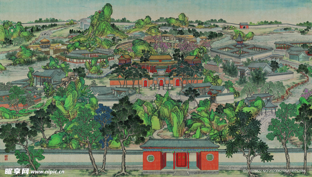 红楼梦场景精美工笔画