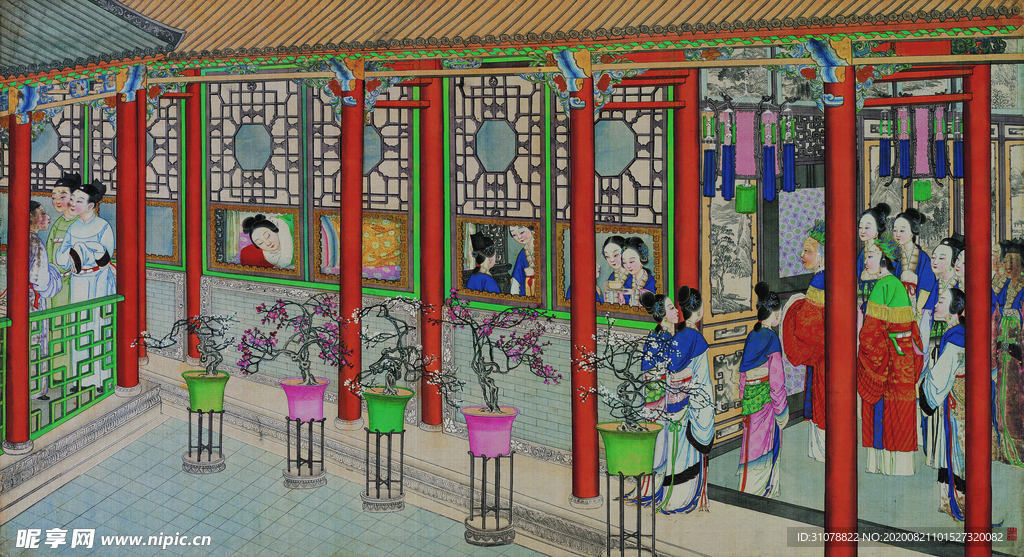 红楼梦场景精美工笔画