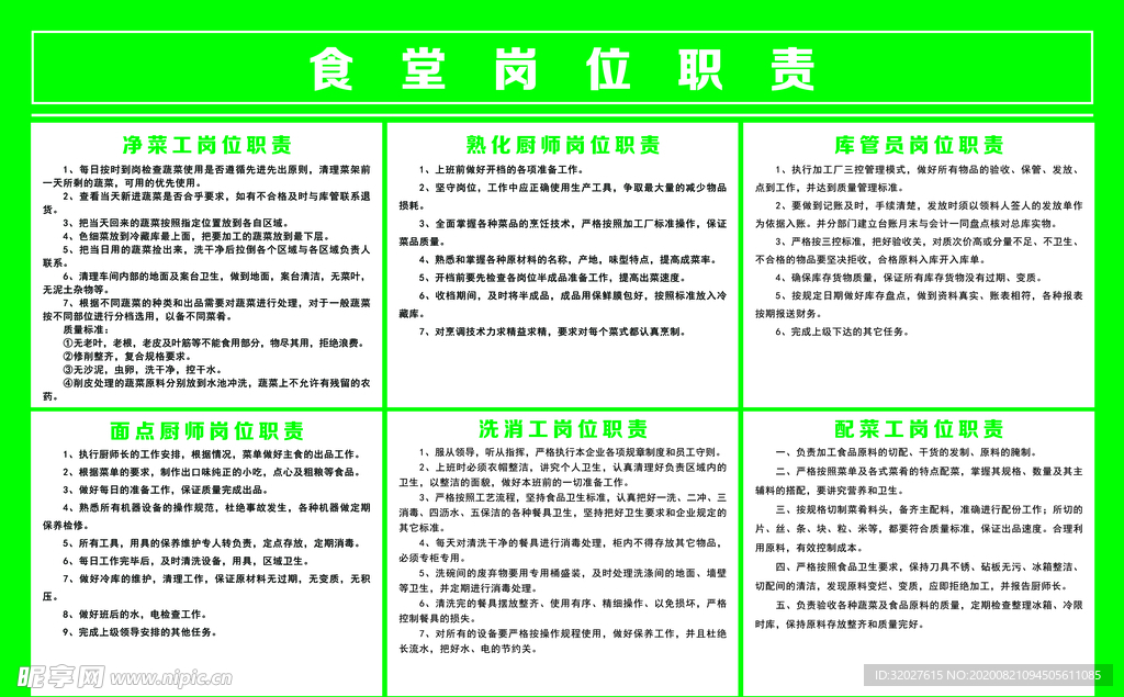 食堂岗位职责