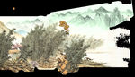 中国风山水水墨画插画背景素材