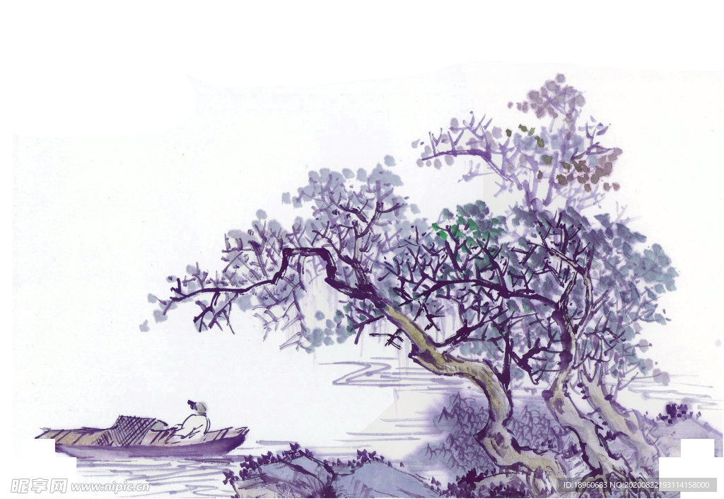 中国风山水水墨画插画背景素材