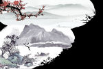 中国风山水水墨画插画背景素材