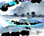 水墨画插画背景素材中国风山水画