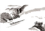 中国风山水水墨画