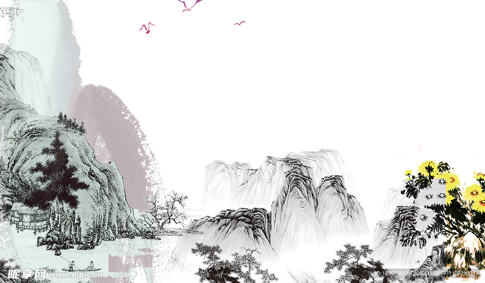 中国风山水水墨画