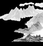 中国风山水水墨画