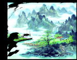 中国风山水水墨画