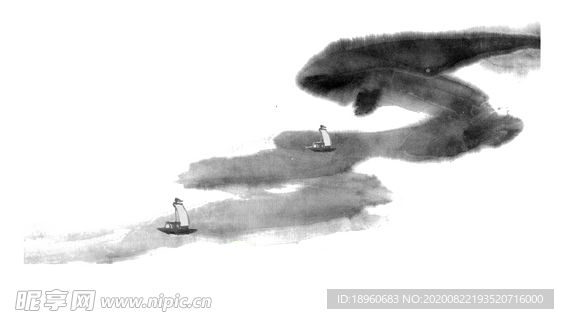 中国风山水水墨画