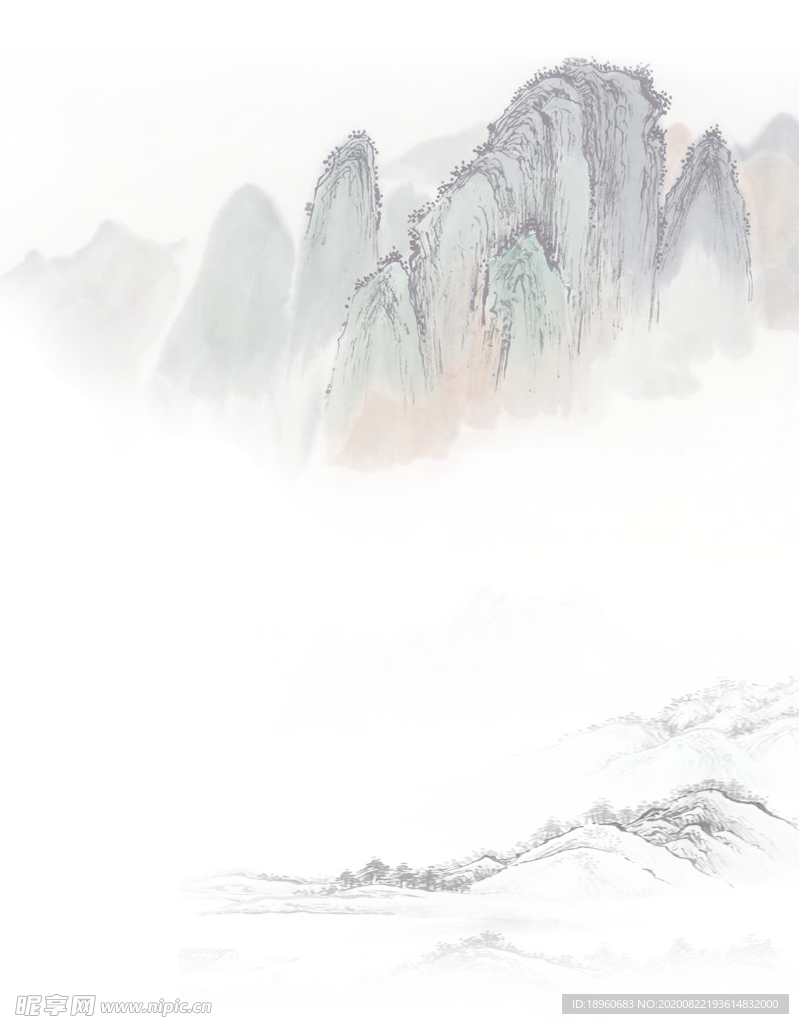 中国风山水水墨画