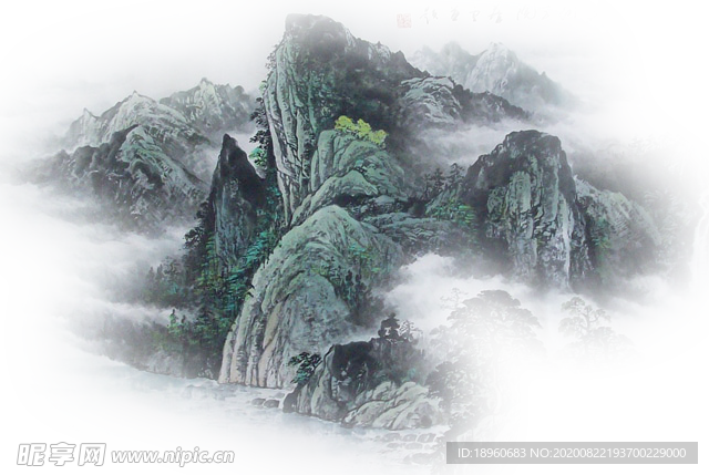 中国风山水水墨画