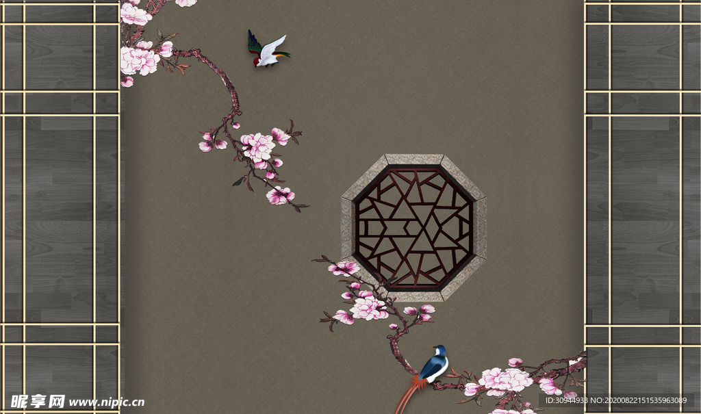 新中式背景墙