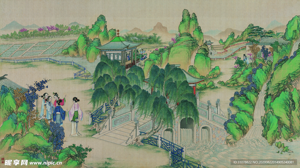 红楼梦场景精美工笔画